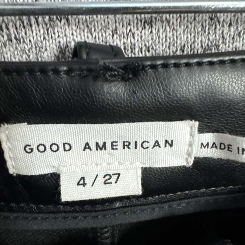 Good American Women’s Size 4/27 Black Faux Leather Icon Straight High Waisted - Picture 8 of 13